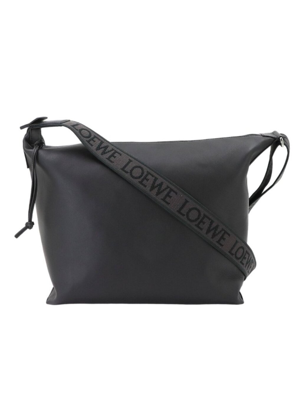 Loewe Cubby Crossbody Shoulder Bag Leather Black Silver